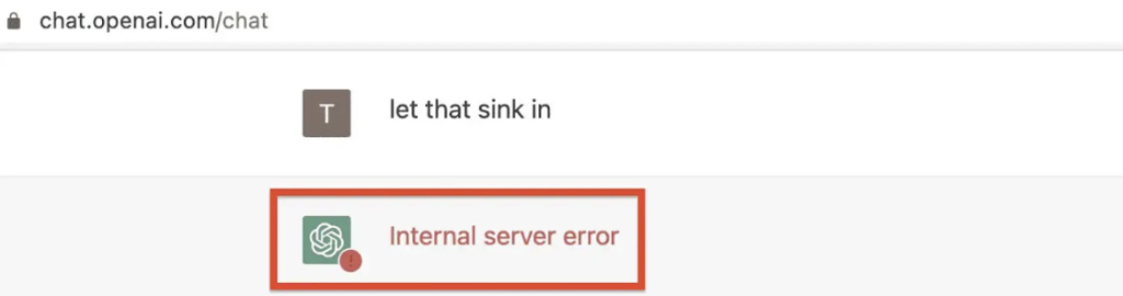 ChatGPT Internal server error 报错截图