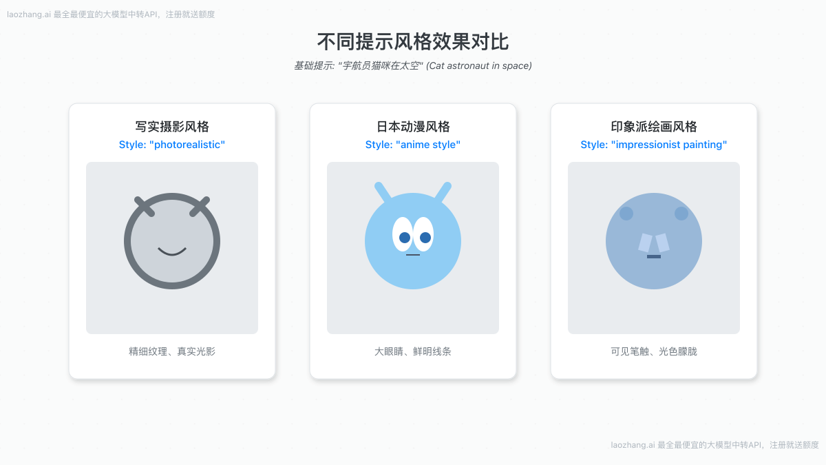 不同提示风格效果对比图