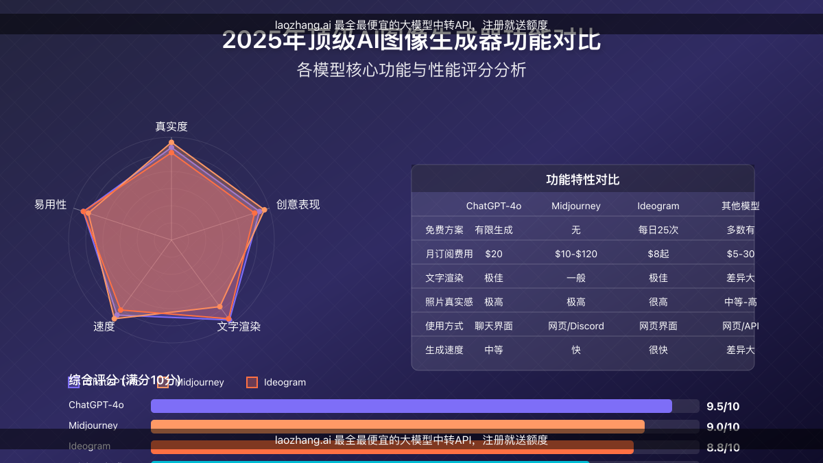 2025年顶级AI图像生成器功能对比