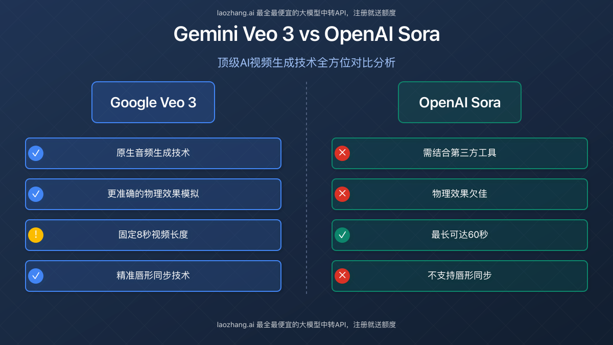 Gemini Veo 3与OpenAI Sora的功能对比