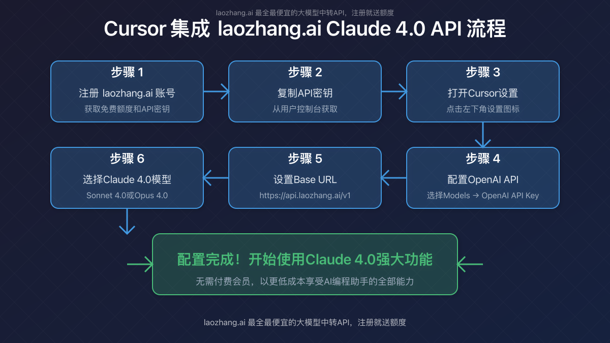 Cursor集成laozhang.ai Claude 4.0 API流程