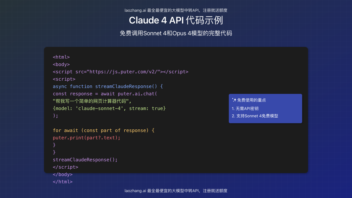Claude 4 API代码示例图