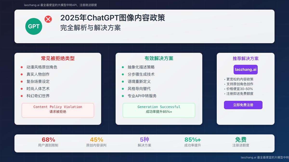 ChatGPT图像内容政策封面图,展示AI生成受限和解决方案