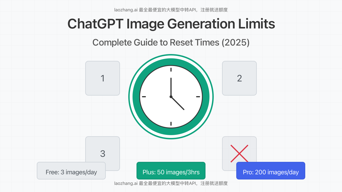 ChatGPT image generation limits and reset times illustration