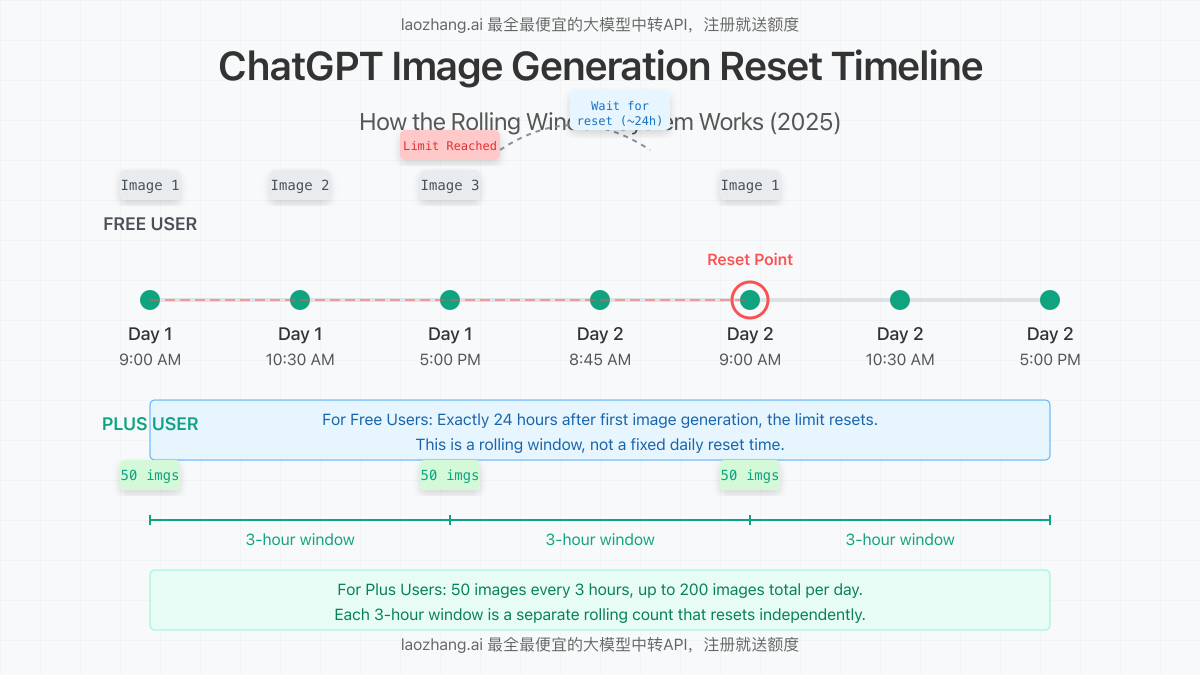 Visual timeline showing how the rolling window reset system works