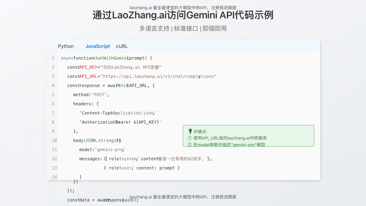 通过LaoZhang.ai访问Gemini API代码示例