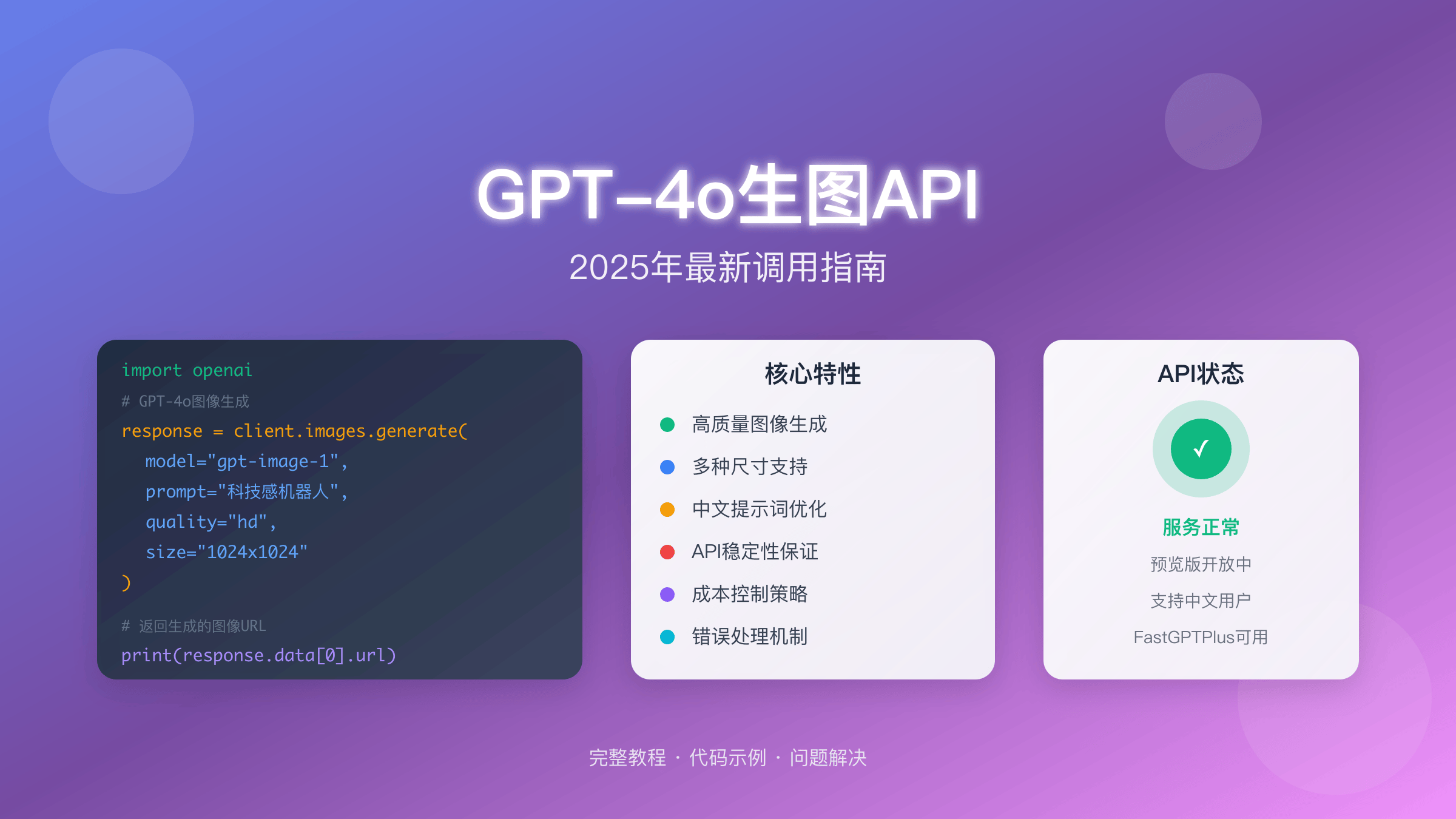 GPT-4o生图API完整指南：参数配置与代码示例